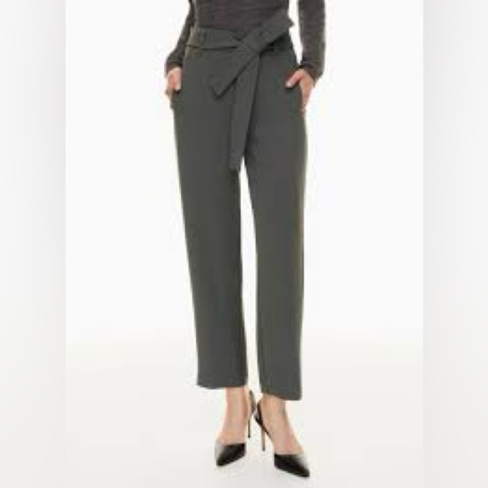 Wilfred Aritzia High Waisted Tie Belt Trousers Dark Grey Size 2